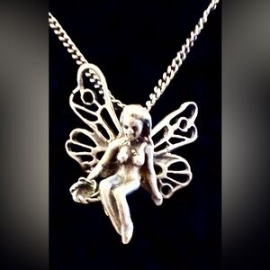 VTG Fairy 925 Angel Angelic SS Pendant 18" Chain